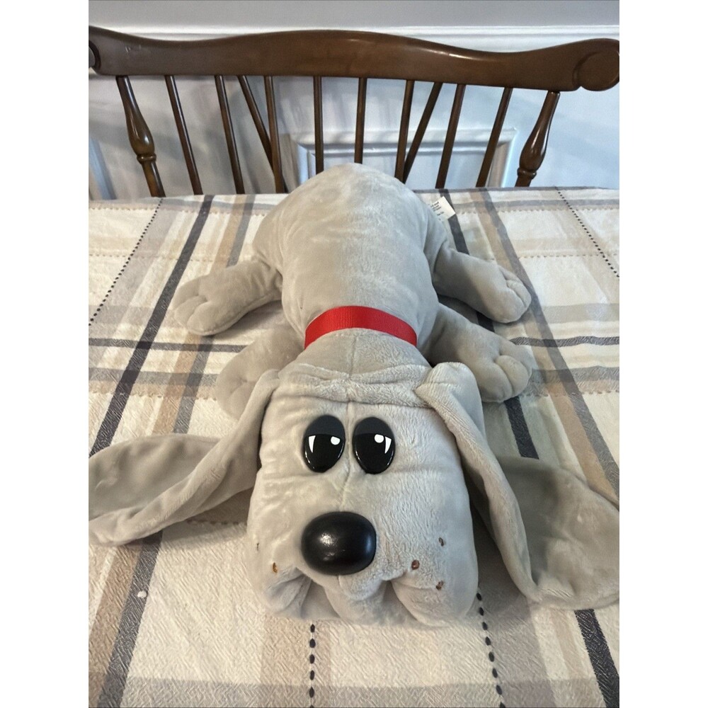 Pound Puppies Classic Stuffed Animal Plush Toy 17” Gray with Collar Basic Fun